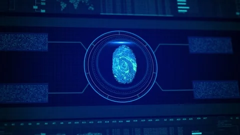 Biometric Fingerprint Scanning for Digital Security Concept. pattern for Stock Footage 311668399