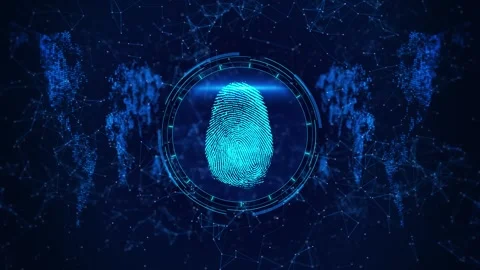 Biometric Fingerprint Scanning for Digital Security Concept. pattern for Stock Footage 311670999