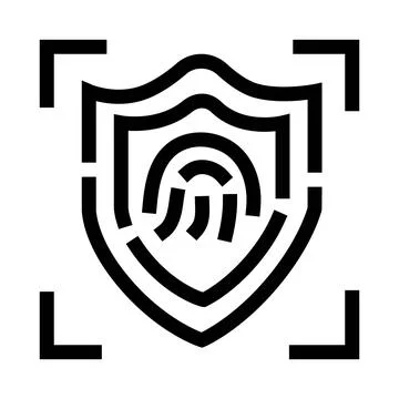 Biometric fingerprint security shield scanning authentication icon Stock Illustration