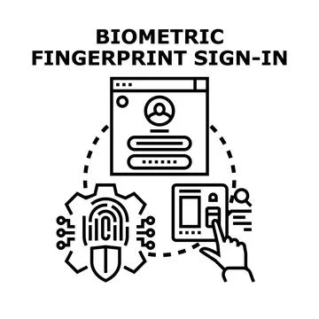 Biometric fingerprint sign in access security concept Stock Illustration
