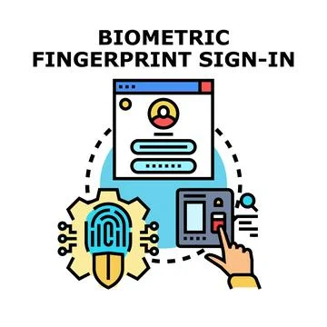 Biometric fingerprint sign in access security concept Stock Illustration
