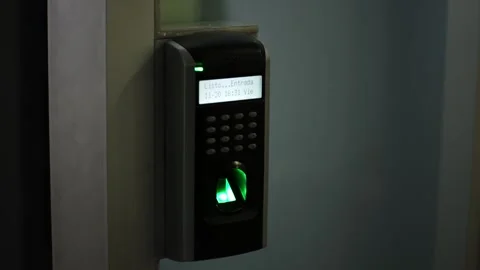 Biometric Fingerprint Time Attendance Scanner Stock Footage 345713074