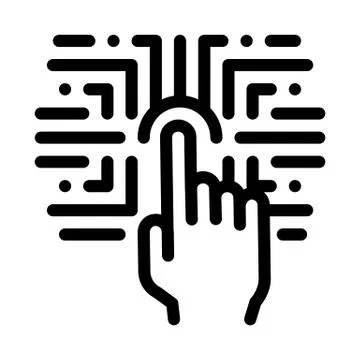 Biometric Fingerprint Verification Icon Vector Outline Illustration Illustrazione stock