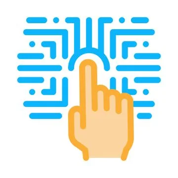 Biometric Fingerprint Verification Icon Vector Outline Illustration Illustration