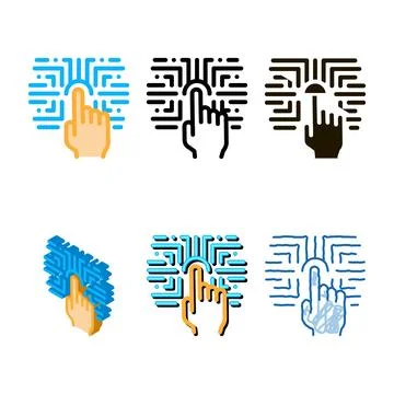 Biometric fingerprint verification multipack icon vector outline Stock-Illustration