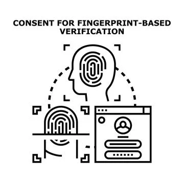 Biometric fingerprint verification system with user access consent Stock Illustration