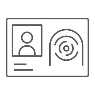 Biometric id card thin line icon, technology and identity, fingerprint sign Stock Illustration