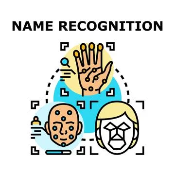 Biometric identification and personal name recognition vector illustrating .. Stock Illustration