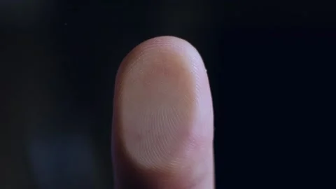 Biometric identification of close-up. Dark template . Fingerprints macro. Vídeo Stock 139619826