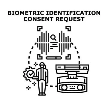 Biometric identification consent request digital data accessing Stock Illustration