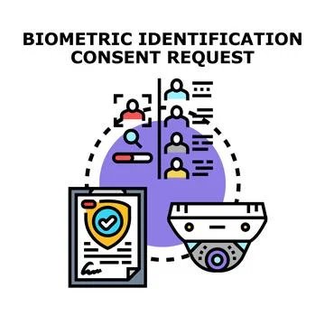 Biometric identification consent request for personal data security Stock Illustration