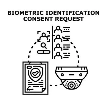 Biometric identification consent request for personal data security Stock Illustration