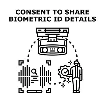 Biometric identification data sharing consent process Stock Illustration