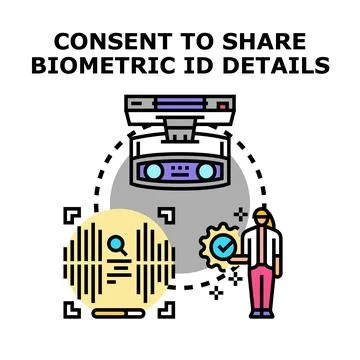 Biometric identification data sharing consent process Stock Illustration