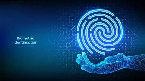 Biometric identification. Personal data protection. Cyber security. Passwor.. イラスト素材