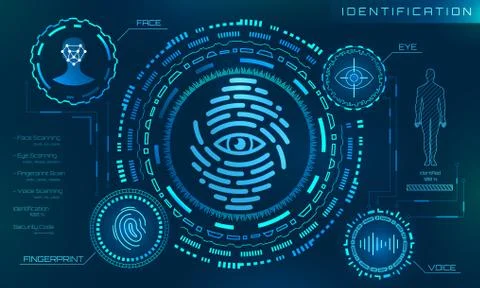 Biometric Identification Personality, Scanning Modern Access Control, Technology Illustrazione stock