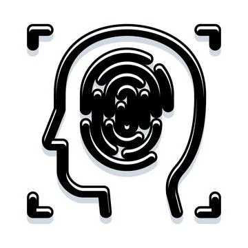 Biometric identification scan with fingerprint inside human head Stock Illustration