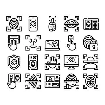 Biometric identification scanning for secure access and authentication Illustrazione stock
