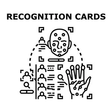 Biometric identification system with face and hand recognition Stock Illustration