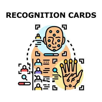Biometric identification system with face and hand recognition イラスト素材