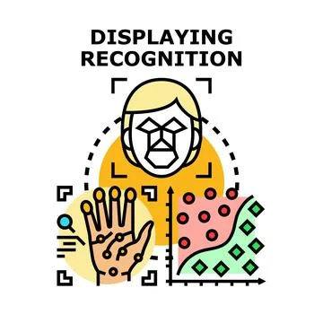 Biometric identification system using face and hand recognition Stock Illustration