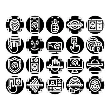 Biometric identification technology icons for security access イラスト素材