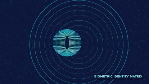 Biometric Identity Matrix with concentric data visualization rings Stock Illustration
