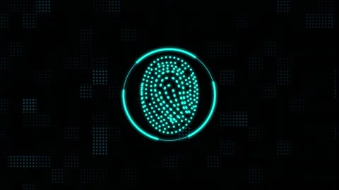 Biometric identity scan animation tracks digital fingerprint confirmation r.. Stock Footage 340999224