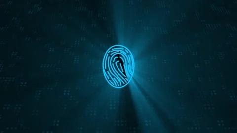 Biometric identity scan animation tracks digital fingerprint confirmation r.. Stock Footage 340999270