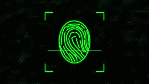 Biometric identity scan animation tracks digital fingerprint confirmation r.. Stock Footage 340999301