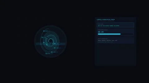 Biometric Identity Scan Dark Telemetry Screen Loop 動画素材 345339337