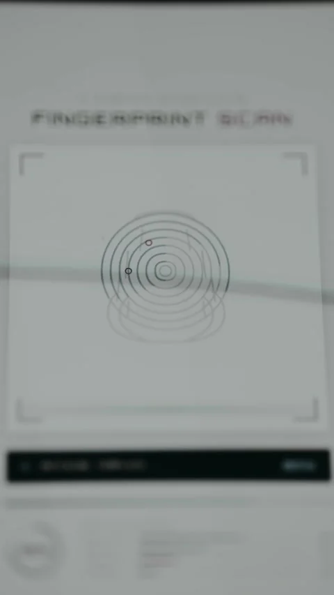 Biometric identity system displaying fingerprint analysis interface Stock Footage 333382744