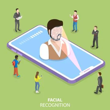 Biometric idetification flat isometric vector conceptual illustration. Stock Illustration