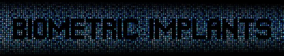 Biometric Implants text on hex code illustration イラスト素材