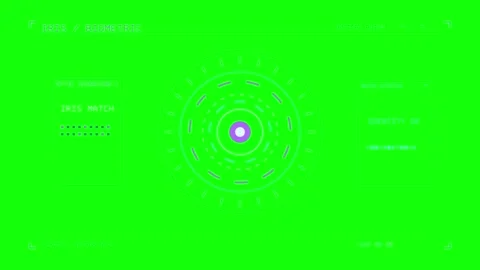 Biometric Iris Scan Interface with Concentric Rings on Green Screen Видео 348632856