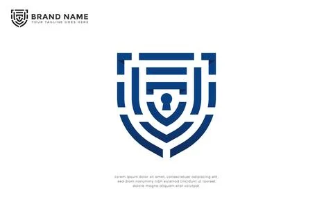 Biometric Line Security Logo Stock Illustration