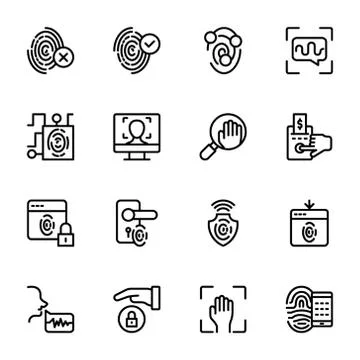 Biometric Line Vector Icons Stock Illustration