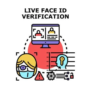 Biometric live face id verification security system Stock Illustration