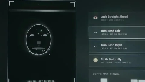 Biometric liveness detection process for confirming a user identity Stock Footage 333829364
