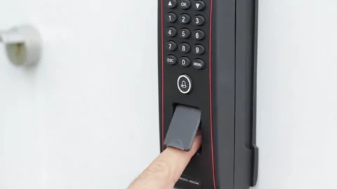 Biometric lock close-up. More digital world. Video stock 158571390