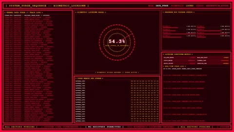 Biometric Lockdown Red Data Purge Destruction Dashboard. Stock Footage 346739786