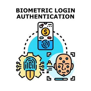 Biometric login authentication security concept protecting digital identity Stock Illustration