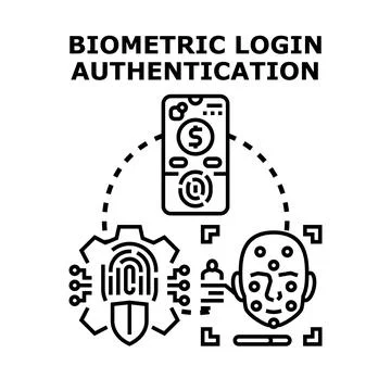 Biometric login authentication security concept protecting digital identity Stock Illustration