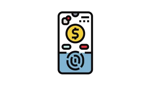 Biometric payment authentication fintech color icon animation Stock Footage 326116302
