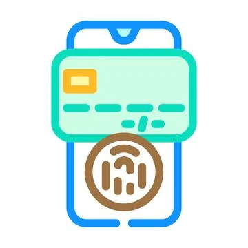 Biometric payment authentication fintech color icon vector illustration Stock Illustration