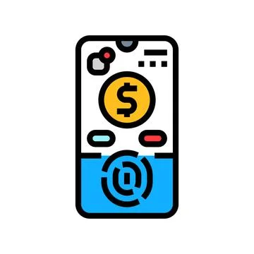 Biometric payment authentication fintech color icon vector illustration Stock Illustration