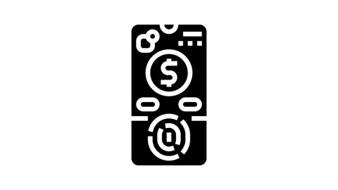 Biometric payment authentication fintech glyph icon animation Stock Footage 326142755