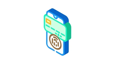 Biometric payment authentication fintech isometric icon animation Stock Footage 327275795