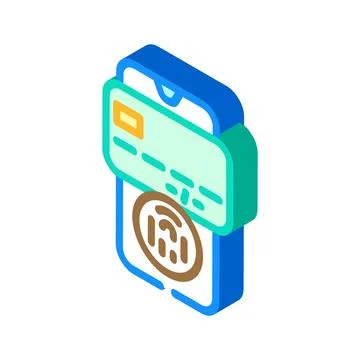 Biometric payment authentication fintech isometric icon vector illustration 스톡 일러스트