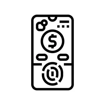 Biometric payment authentication fintech line icon vector illustration イラスト素材